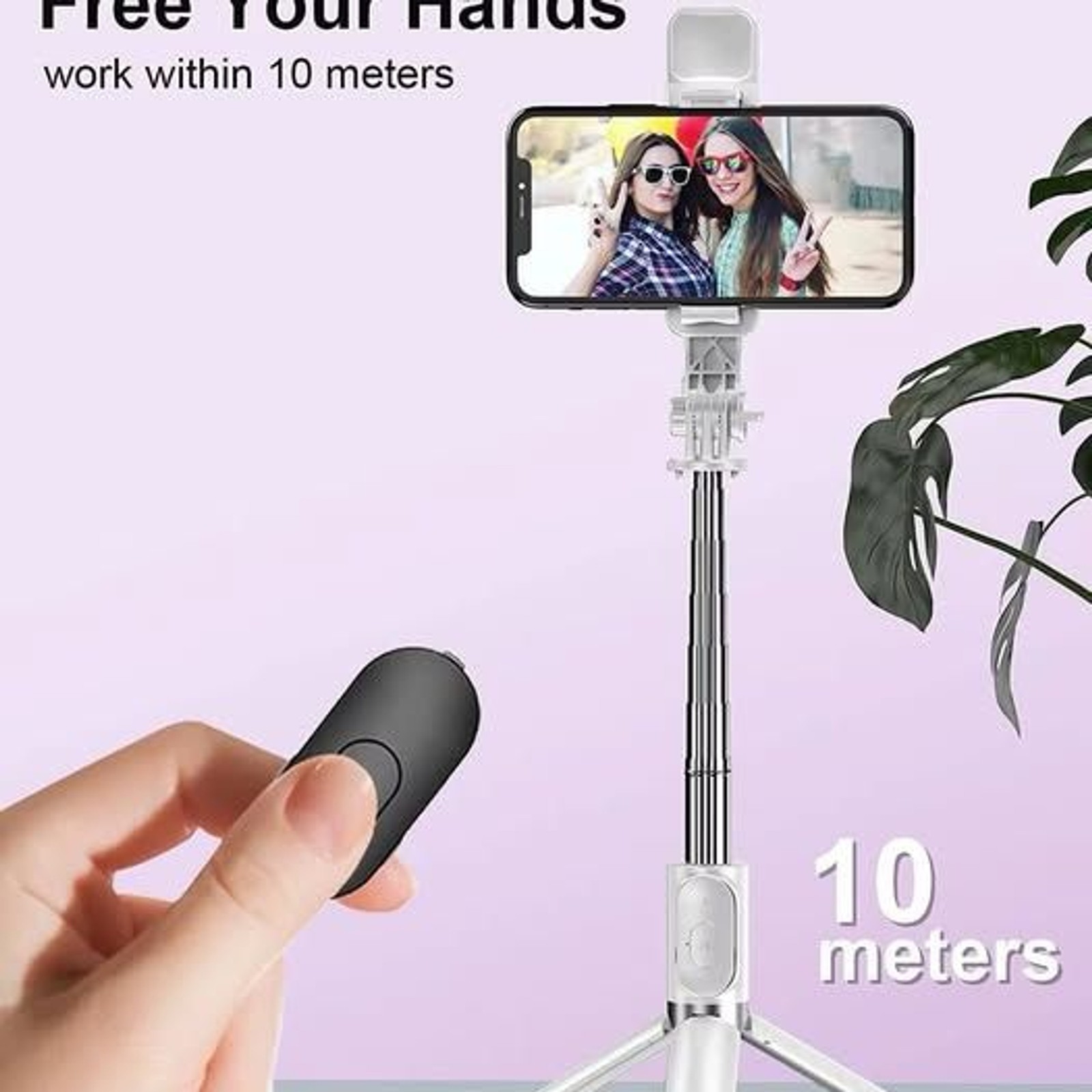 Wireless Bluetooth Selfie Stick Foldable Portable Tripod with Fill Light