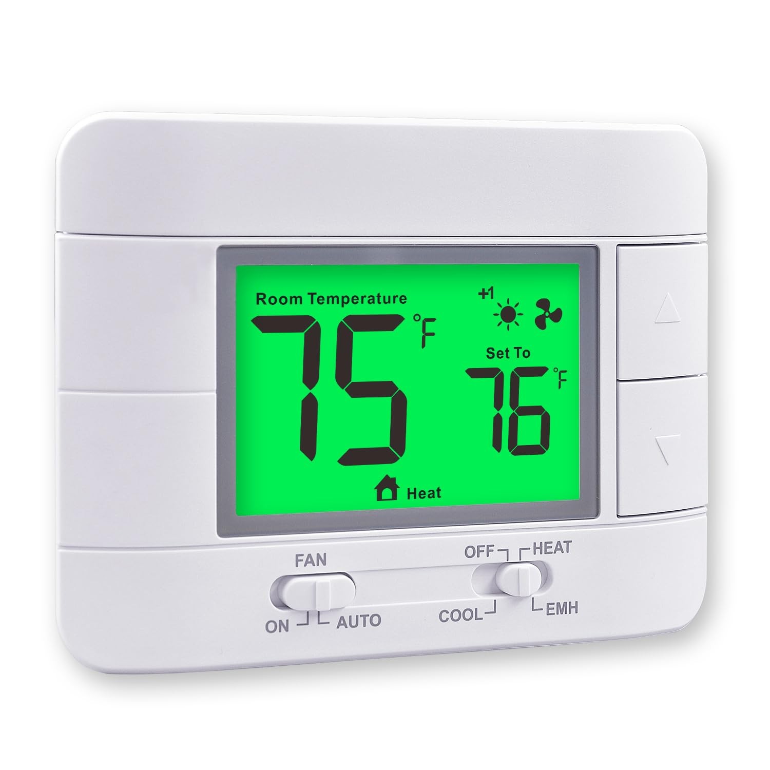 Garystat Non-Programmable Heat Pump Thermostat for House 2 Heat/1 Cool, Green