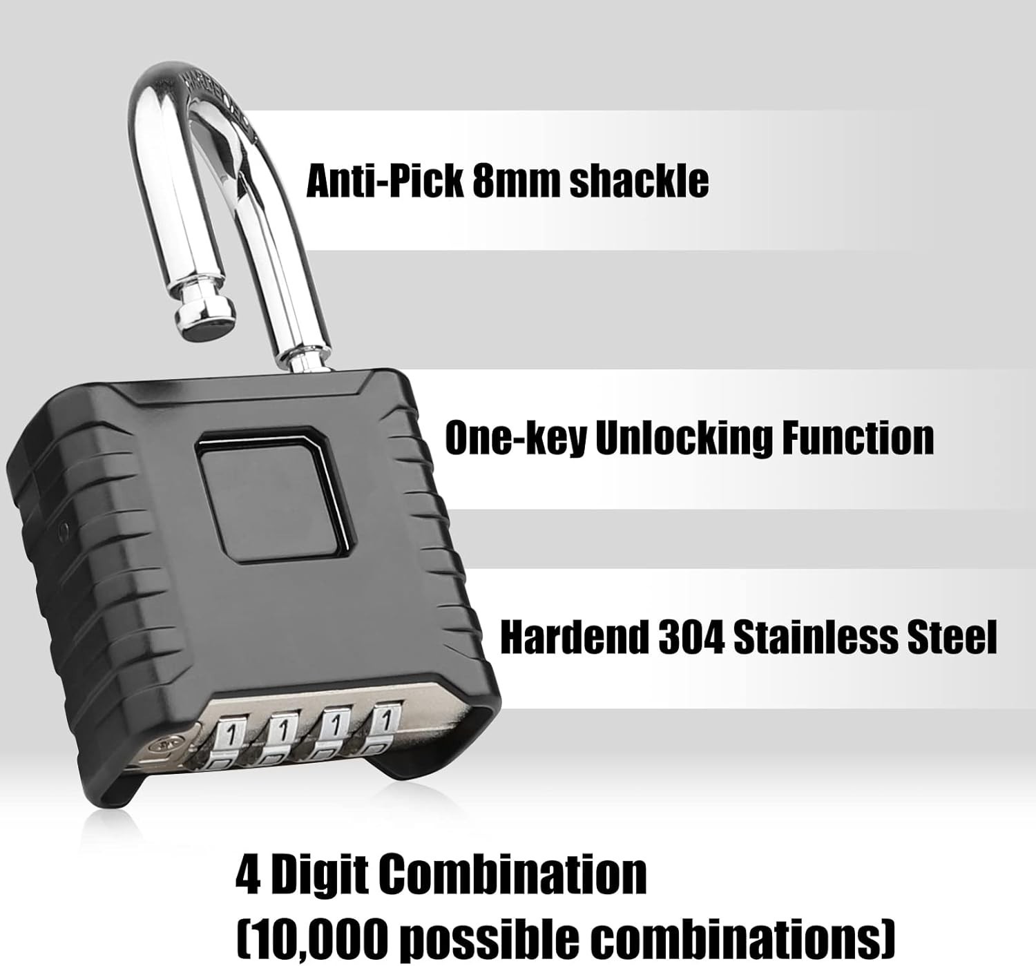 Heavy Duty Combination Padlock, Large Outdoor Padlock [One-Touch Unlocking] High
