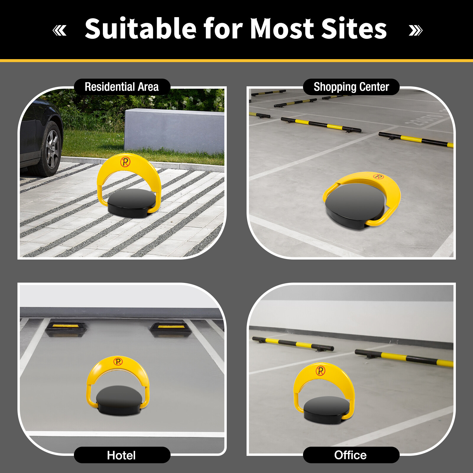 Automatic Parking Space Lock Remote Control Yellow Parking Barrier Waterproof US