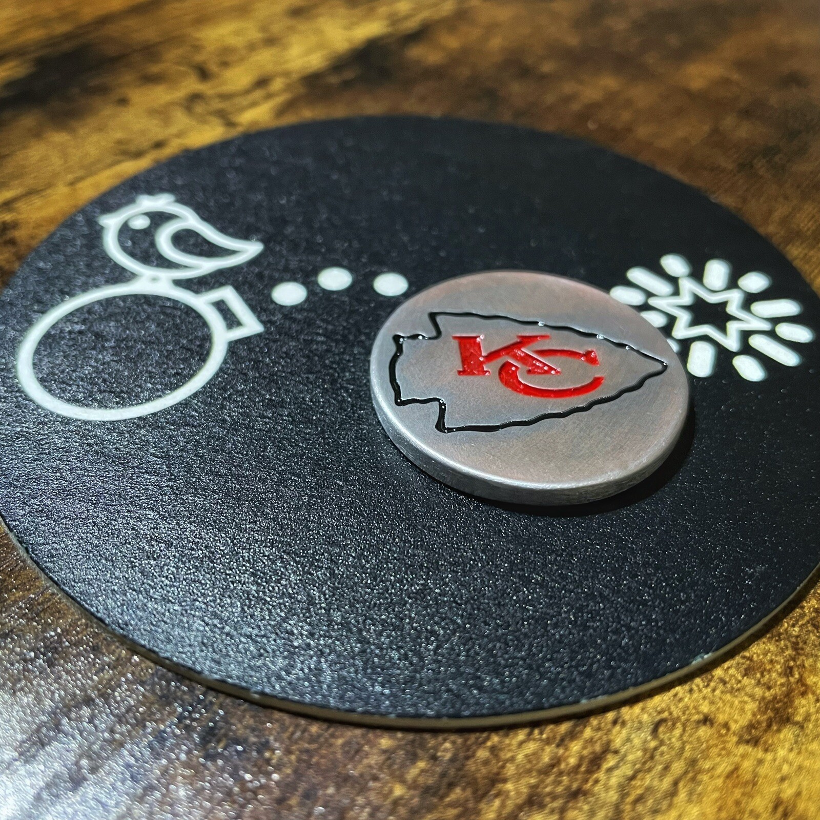 KANSAS CITY CHIEFS!  1.5” Laser Engraved Aluminum Golf Ball Marker!