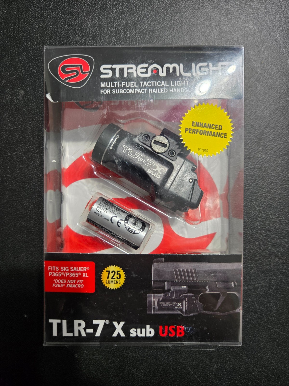 Streamlight 69406 TLR-7x sub-compact weapon Light White LED/Red Laser fits P365