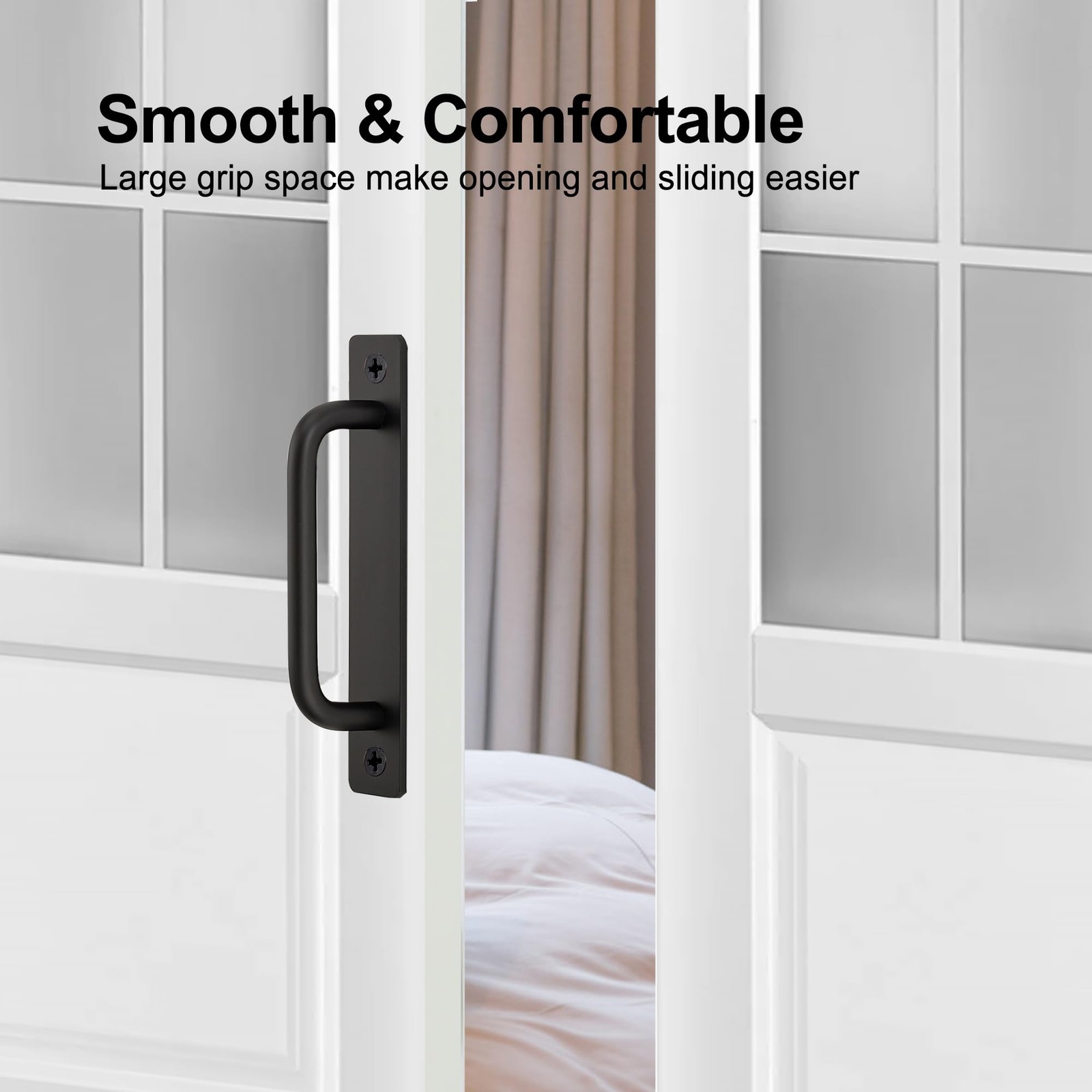 Ravinte Barn Door Handles 2 Pack Sliding Handle 5 In Hole Centers, Black