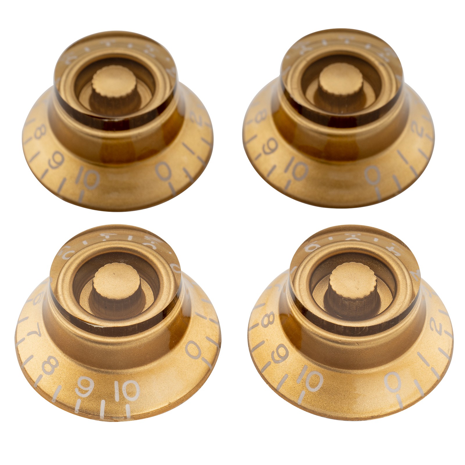 Musiclily Pro 4Pcs Gold Metric 18 Spline Hat Top Knob For Asia Import Guitar Pot