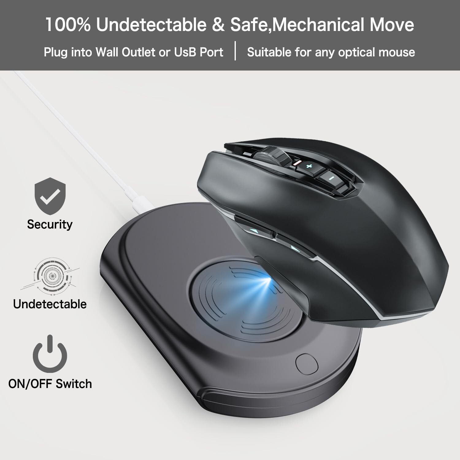 Mouse Jiggler, Ultra Slim, 20dB Quiet & Noiseless, Undetectable Mouse Mover