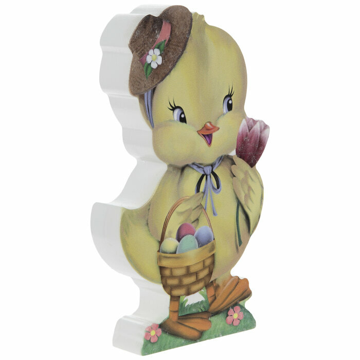 Easter Chick Vintage Wood Tabletop Decor