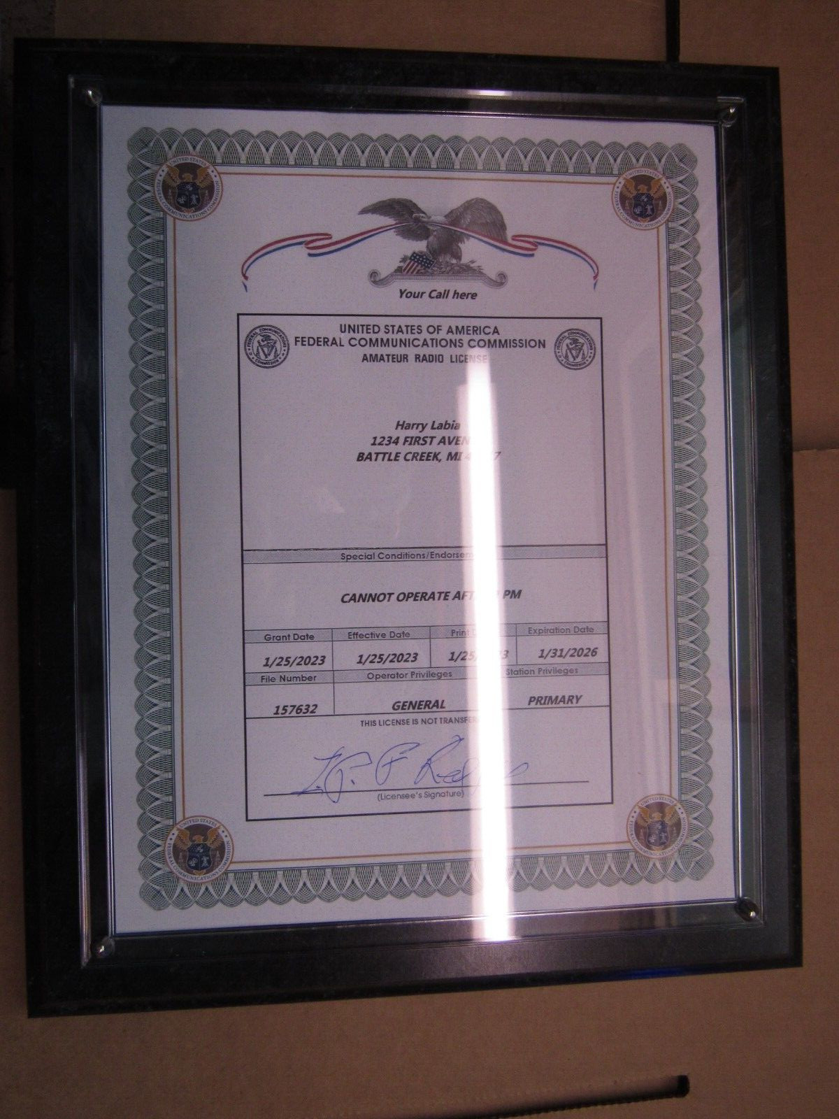 Your Ham Radio License Plaque
