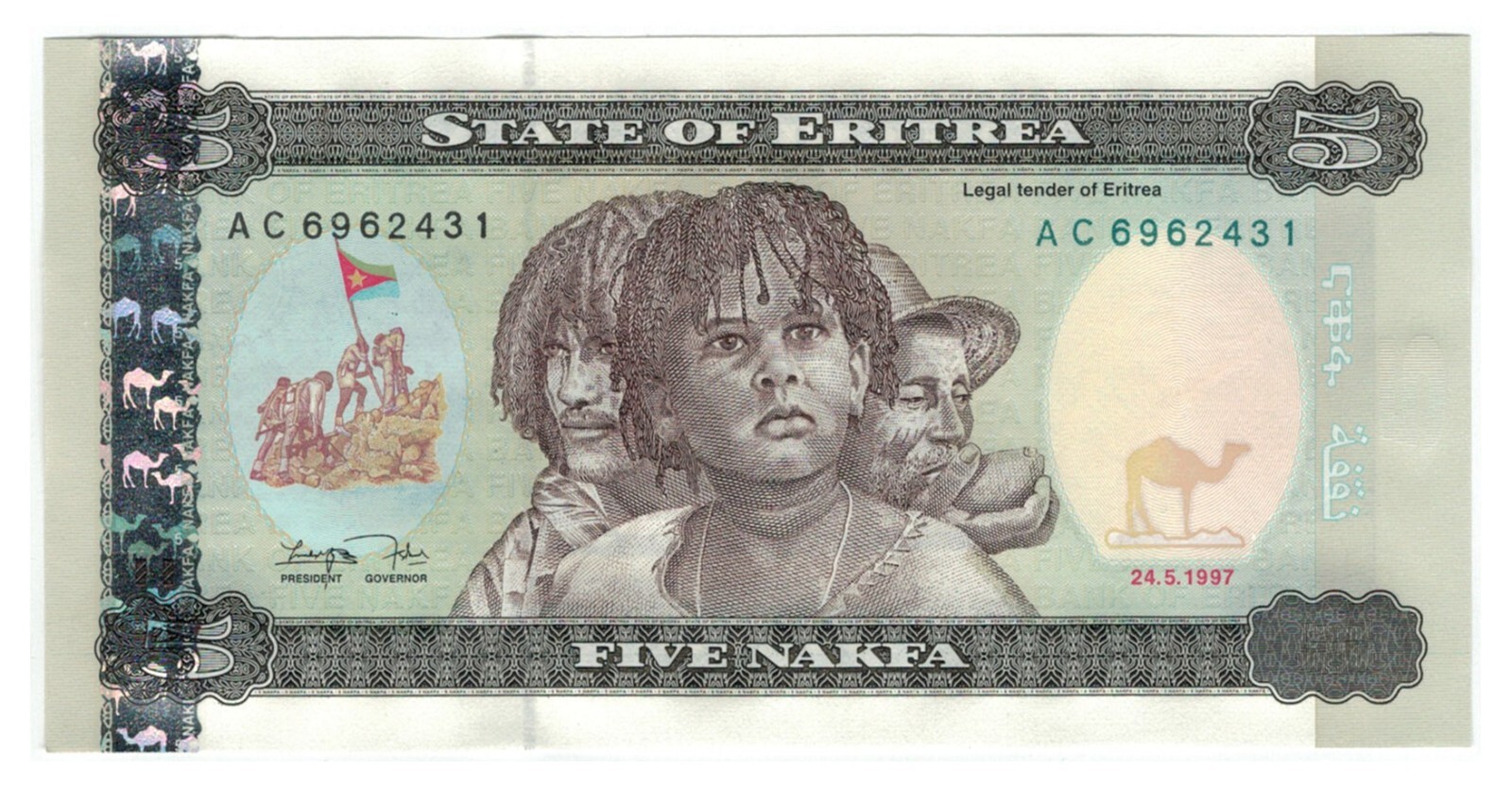 Eritrea 5 Nakfa (1997) - Three Native People/p-2, B102a UNC