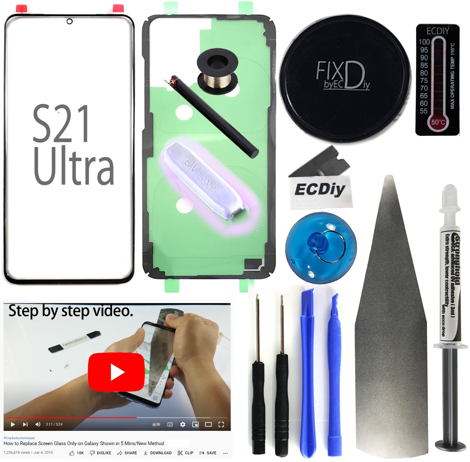 For Samsung Galaxy S21 Ultra Front Glass Lens Screen Replacement LOCA glue tool