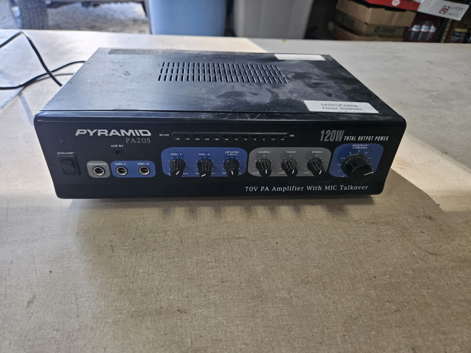 Pyramid 120 Watt Microphone PA Amplifier w/ 70V Output & Mic Talkover, PA205