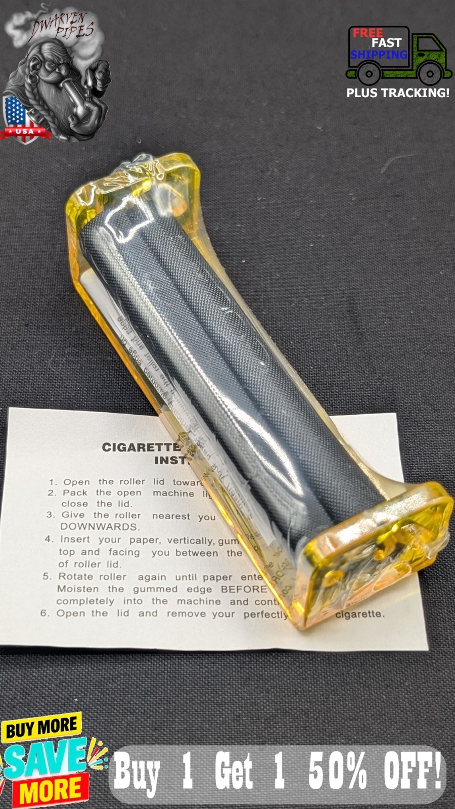 78mm Rolling Machine Roll Your Own Cigarette Paper Hand Roller Yellow