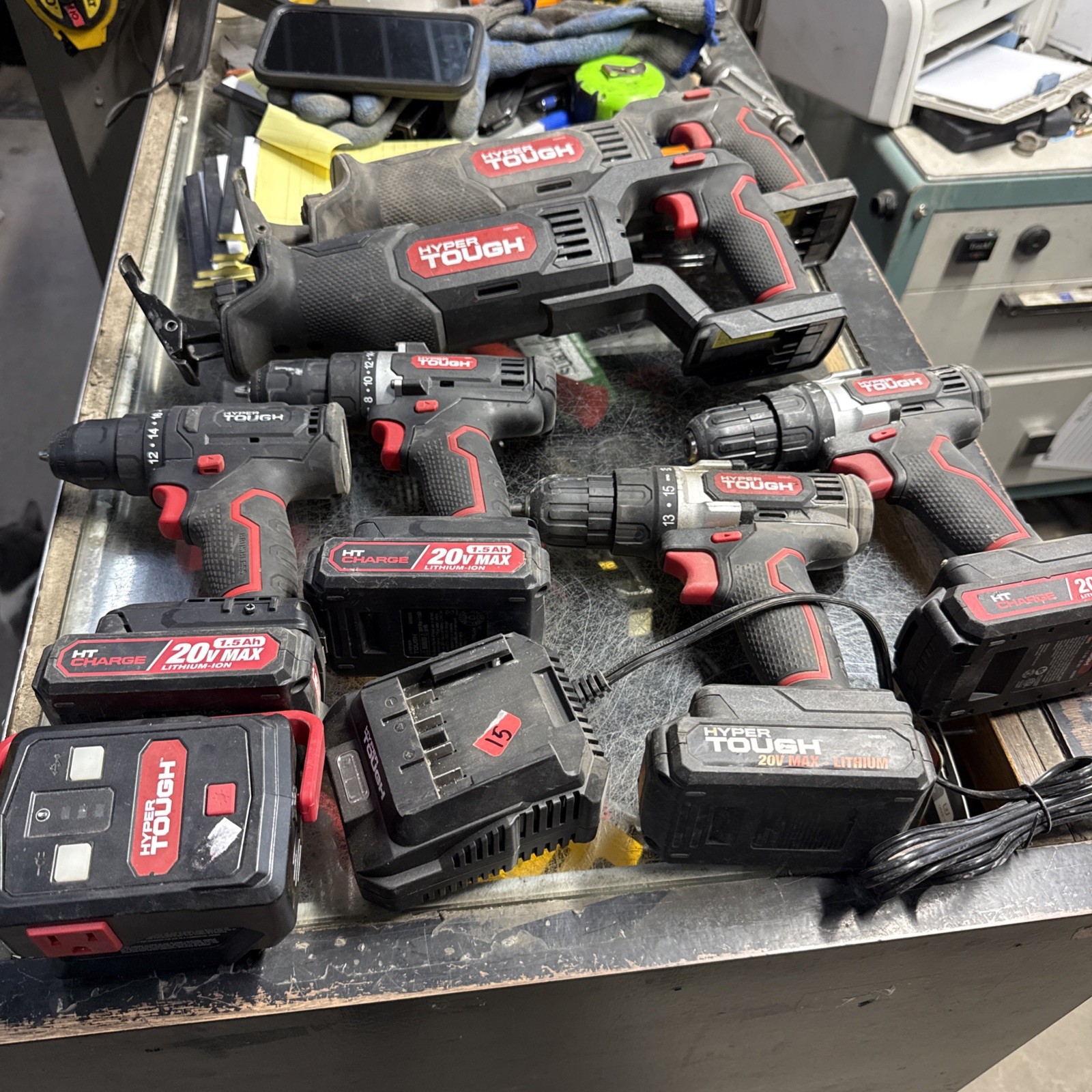 Huge Lot Hyper Tough 20v tools Recip Saws Drills Batteries Inverter Charger