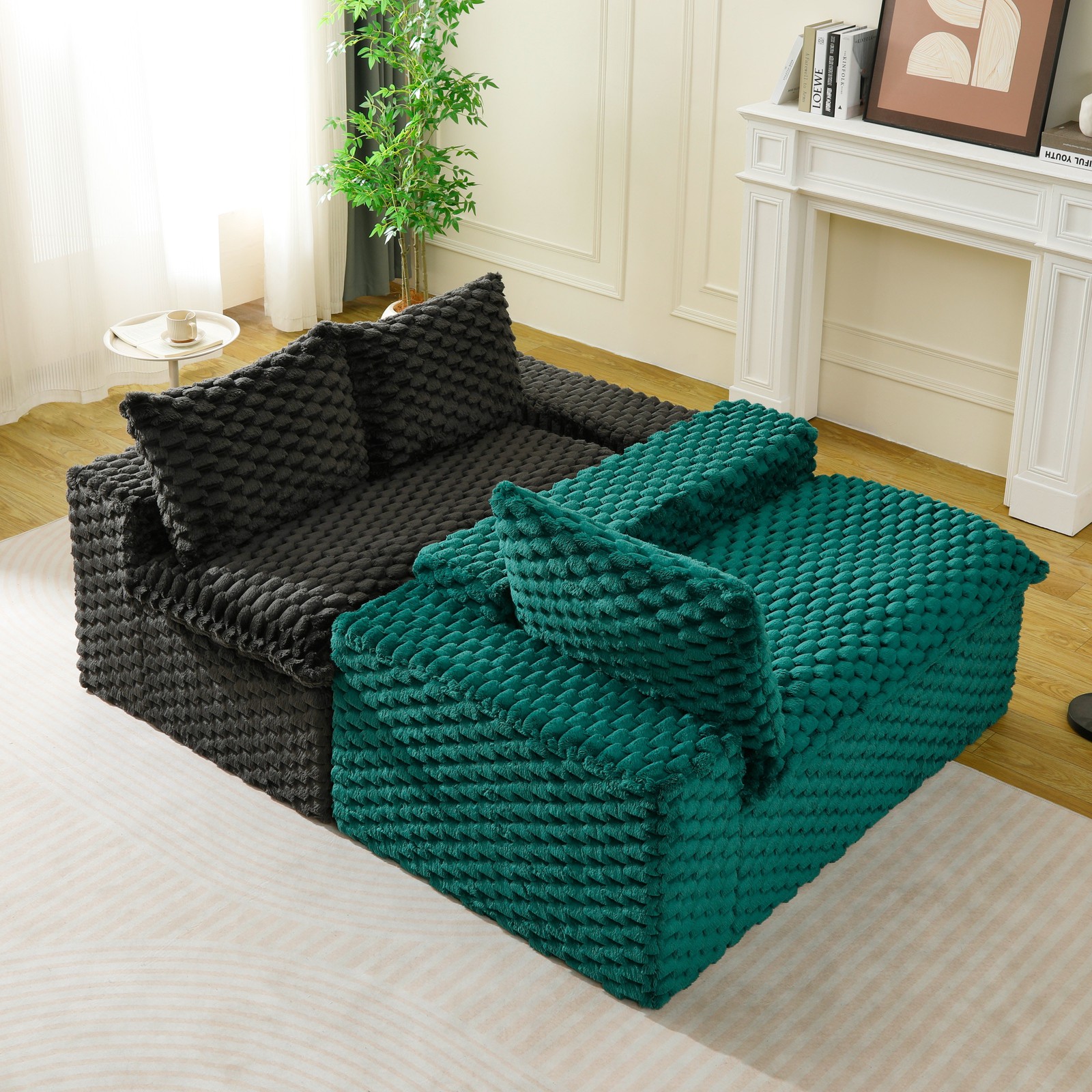 Luxury Color-Block Turtle Velvet Multifunctional Sofa - Arrangeable in Single