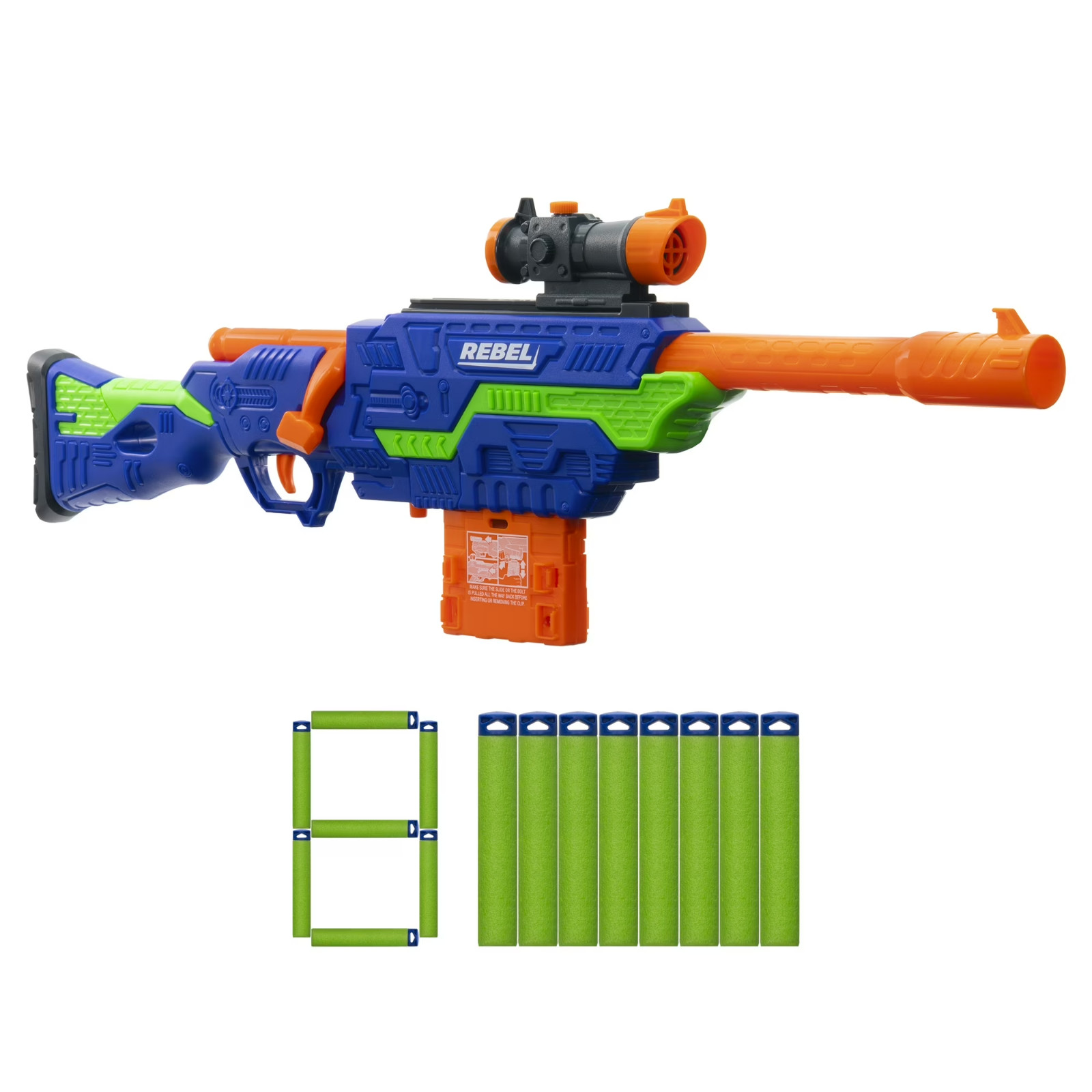 Adventure Force Rebel Foam Dart Blaster Set With Clip and Detachable Scope Age 8