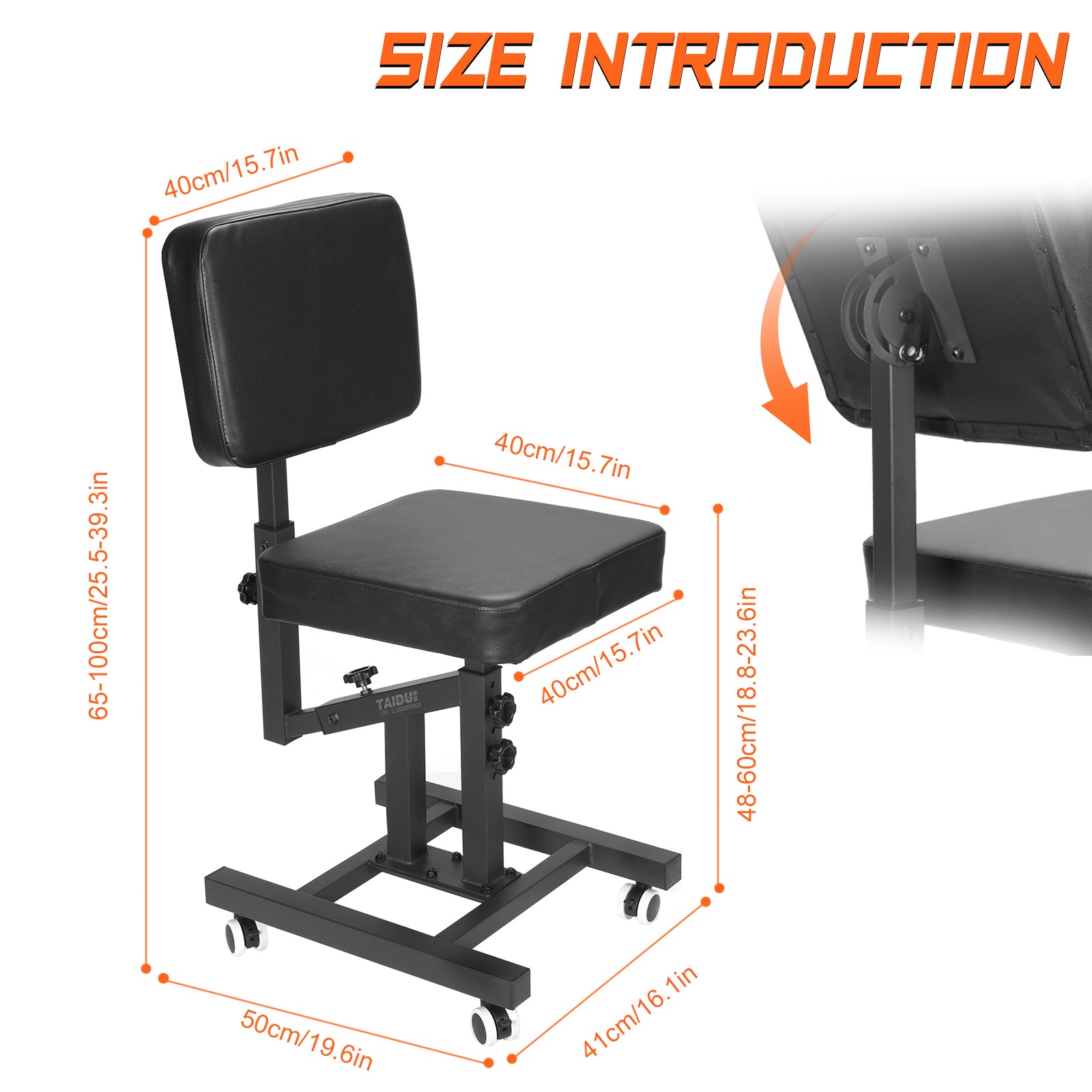 Massage Chair Portable Tattoo Chair Folding Multiple angles Adjustable 2 Inch Th