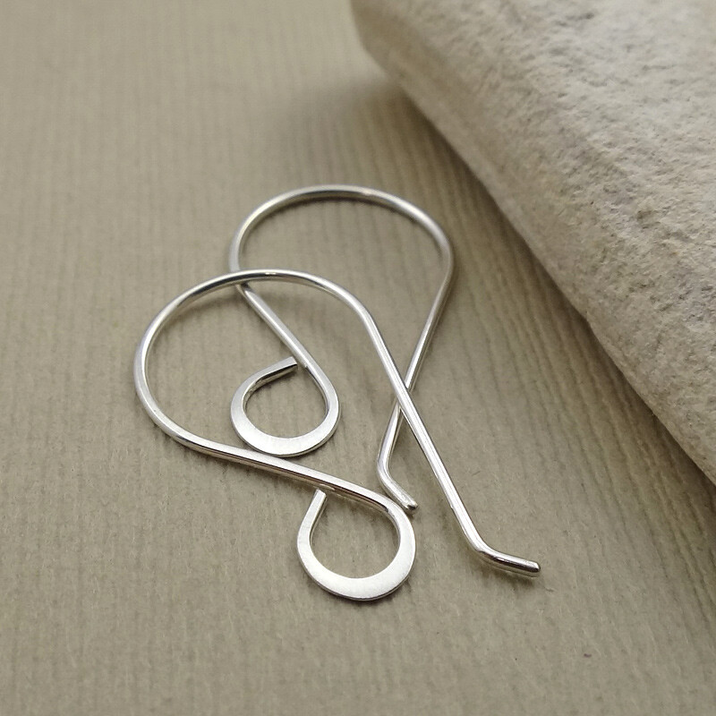 Sterling Silver Tear drop Ear Wires - French Ear Hooks - Hammered Earwires