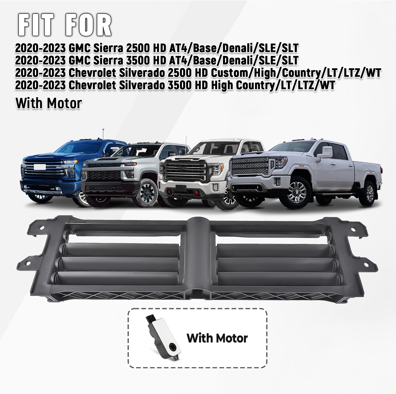 Lower Radiator Shutter For 2020-2023 Chevy Silverado&GMC Sierra W/ MOTOR
