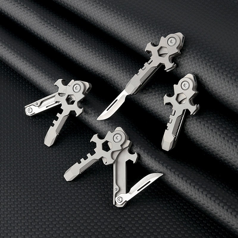 Mini EDC Titanium Folding Knife Pocket Outdoor Multi Tools Pendant Keychain A+++