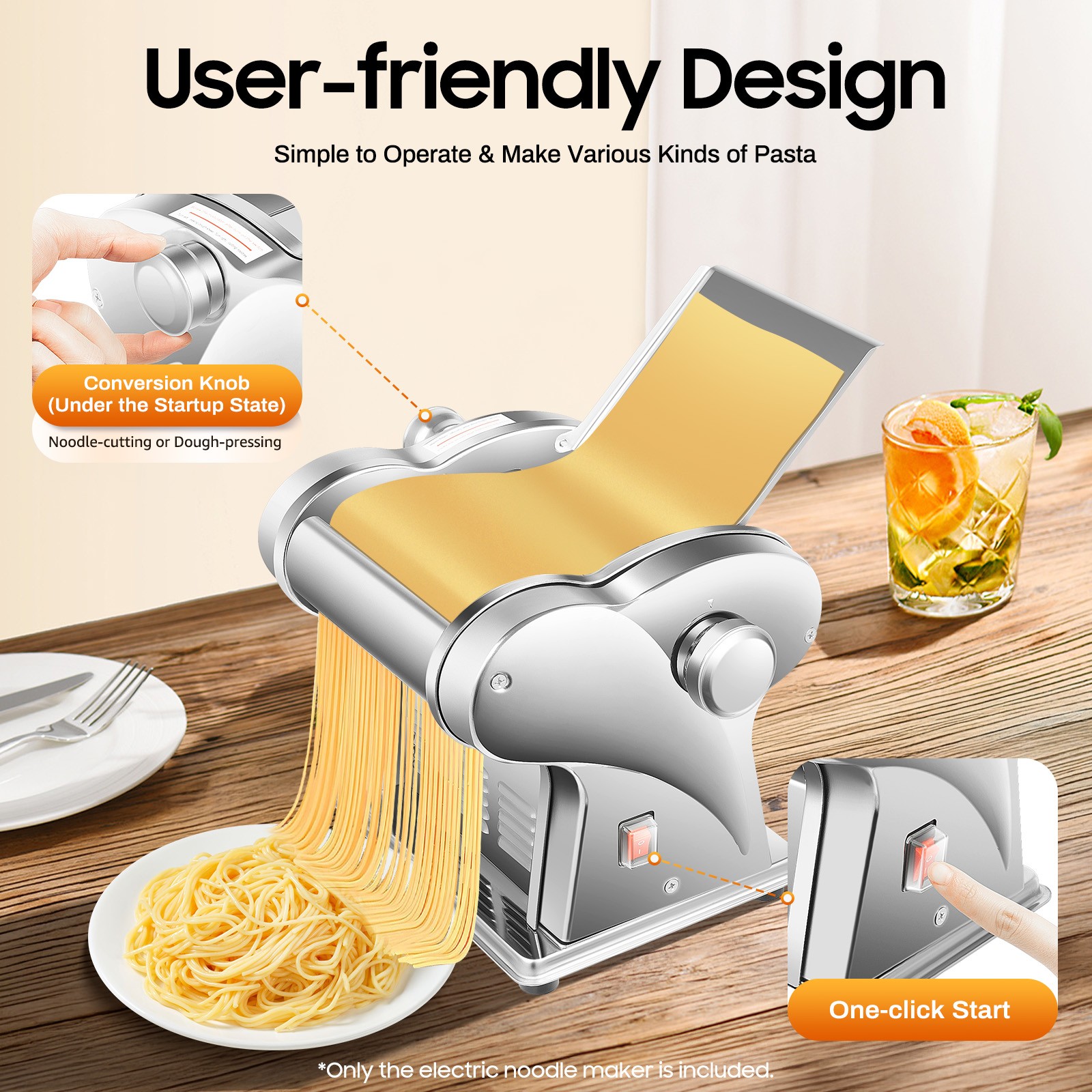 Commercial Electric Dough Roller Sheeter Noodle Pasta Maker Machine Stainless US
