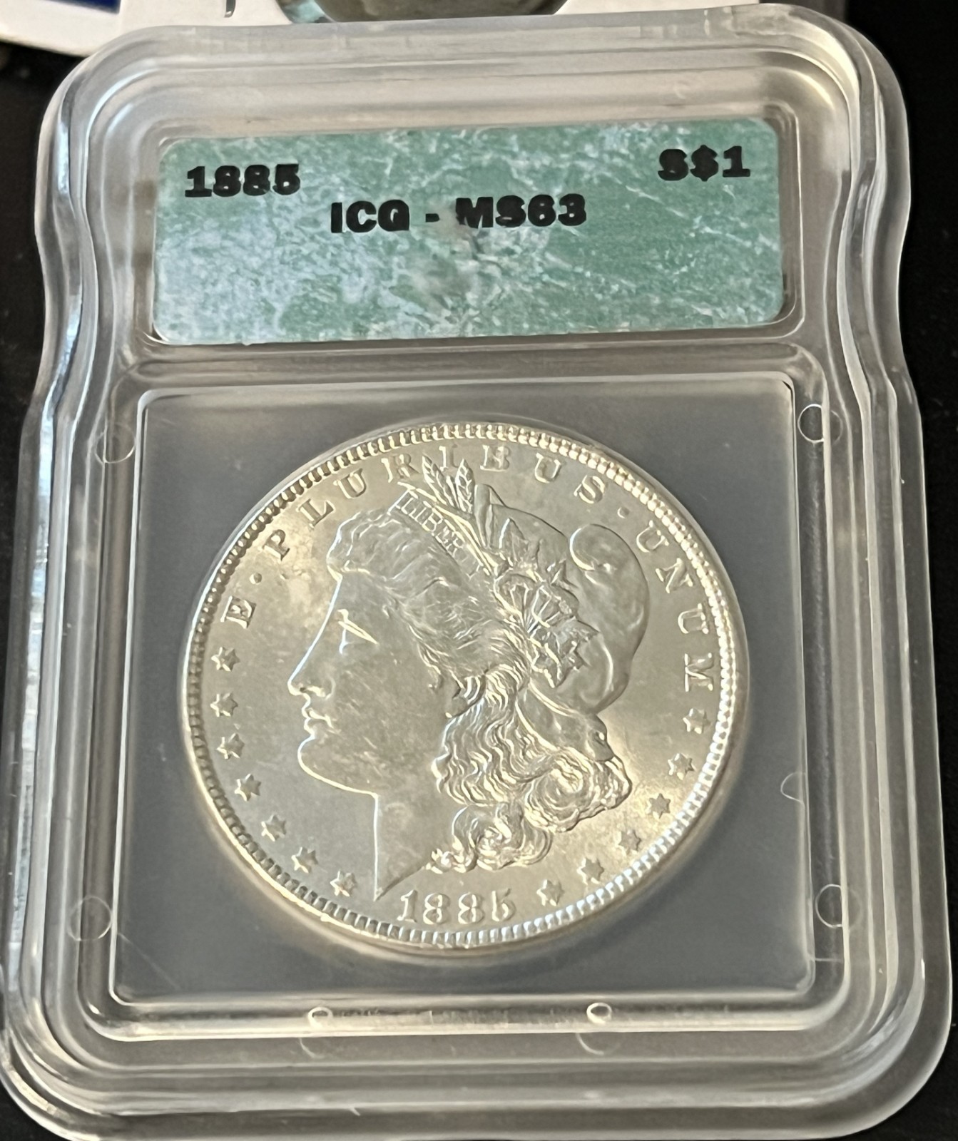 1885 MORGAN SILVER DOLLAR ICG MS63  ACTUAL COIN  H473