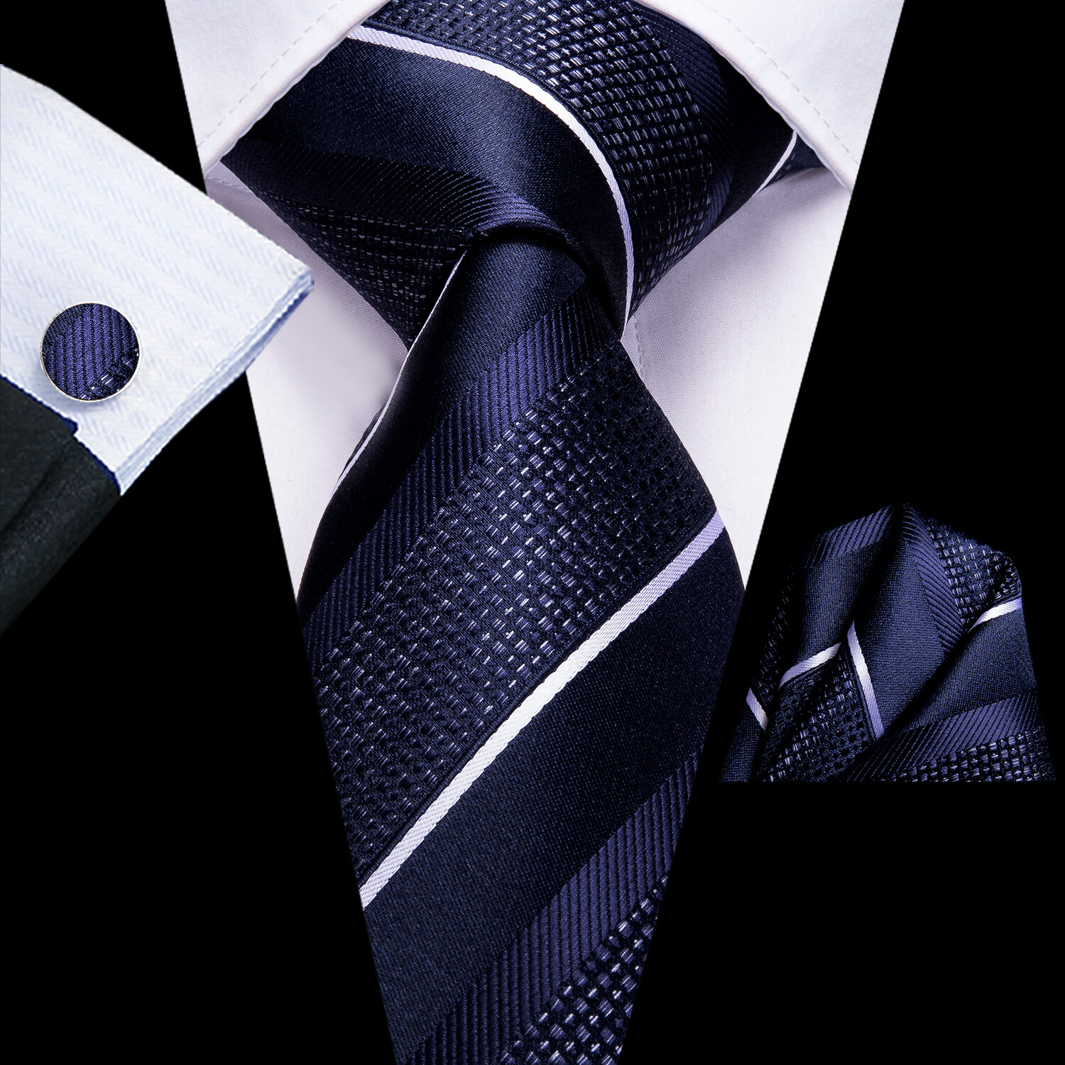 Paisley Mens Tie Set Woven Necktie Pocket Square Cufflinks Set Formal Party