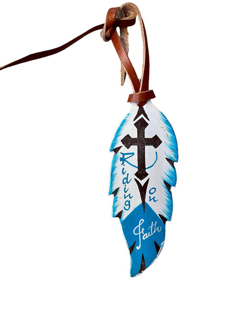 Showman Teal Painted Ride On Faith Tie On Feather