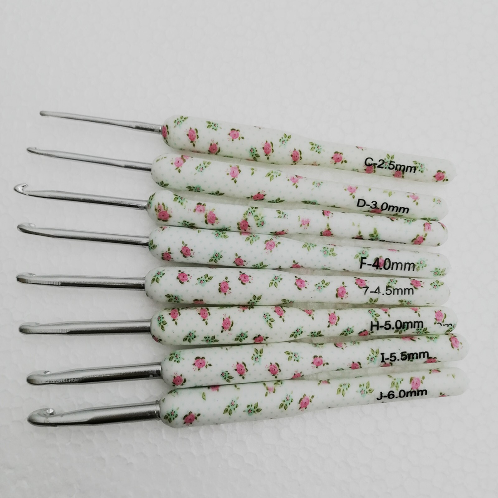 8pcs Hooks Needles Knit Weave Soft Pottery Crochet White Printed Crochet Hooks