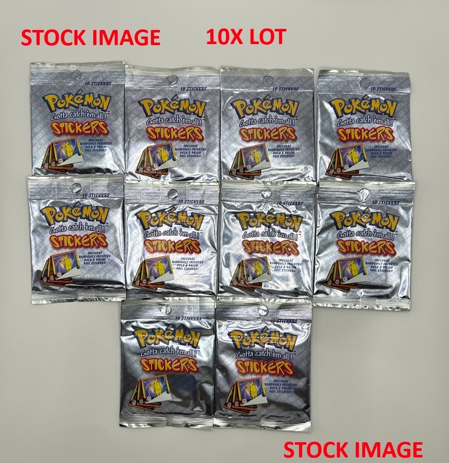Pokemon 1999 ArtBox Series 1 Sticker Pack Lot (10x Packs) - Factory Sealed