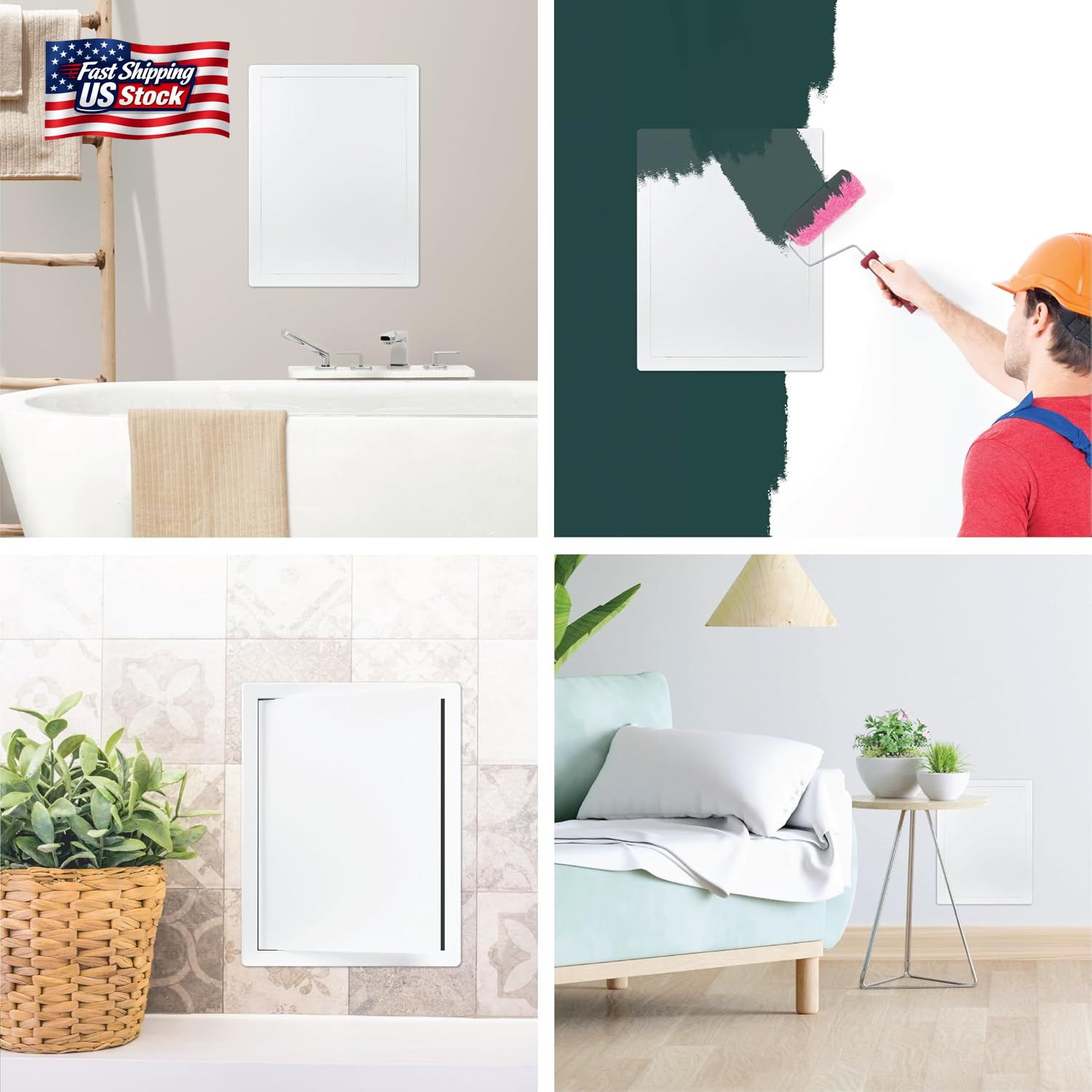 12" X 16" White ABS Plastic Plumbing Access Panel - Wall Access Panel for Drywal