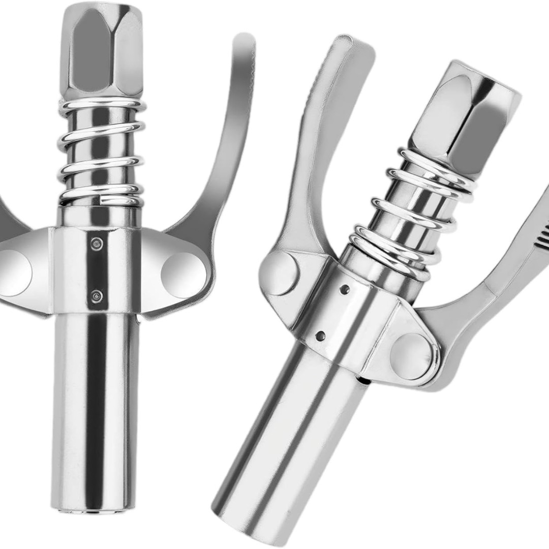 2PCS Grease Gun Coupler Double Handle High Pressure Quick Release Oil Nozzle