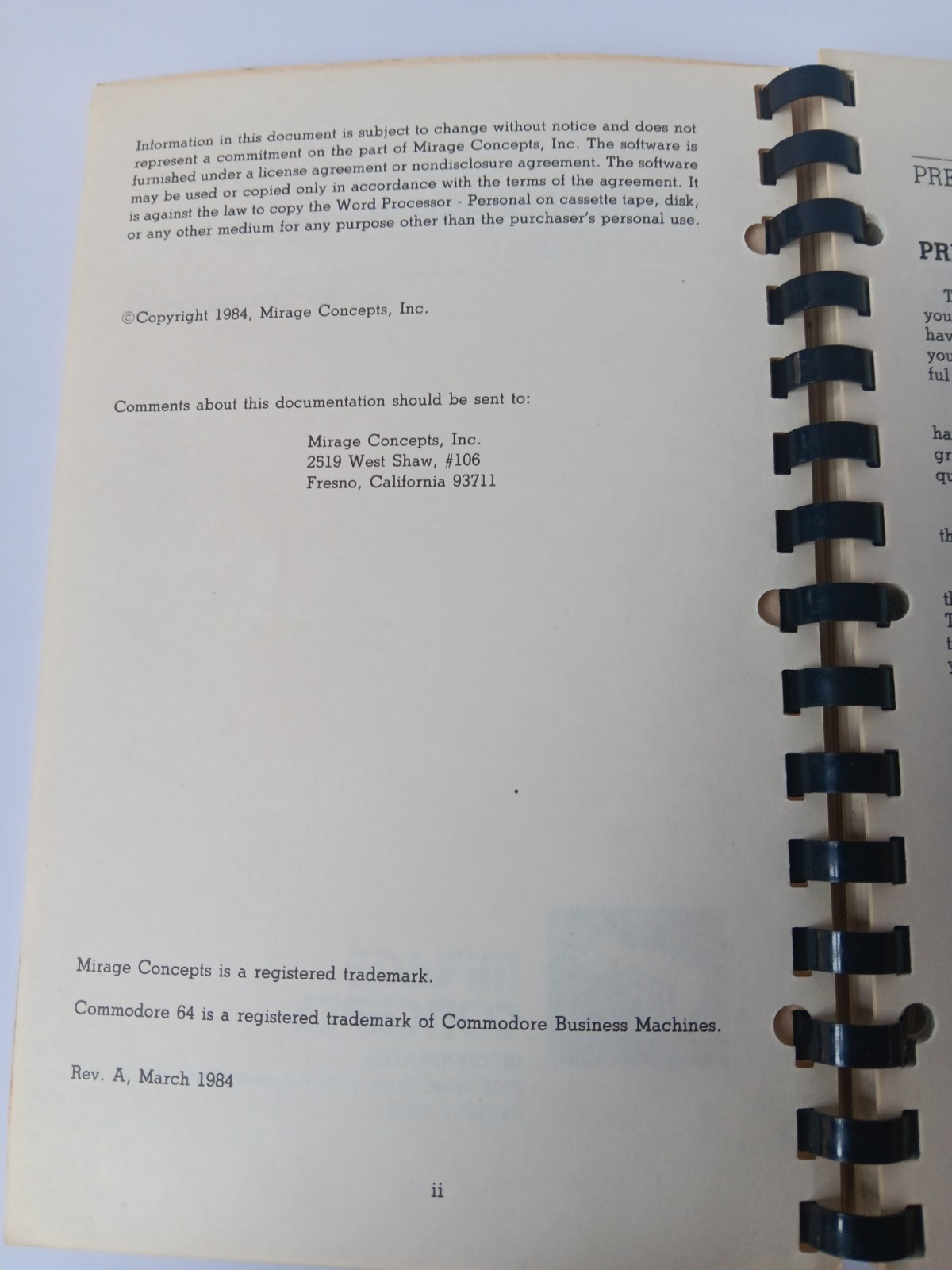 Commodore 64/128 Word Processor Personal Users Manual
