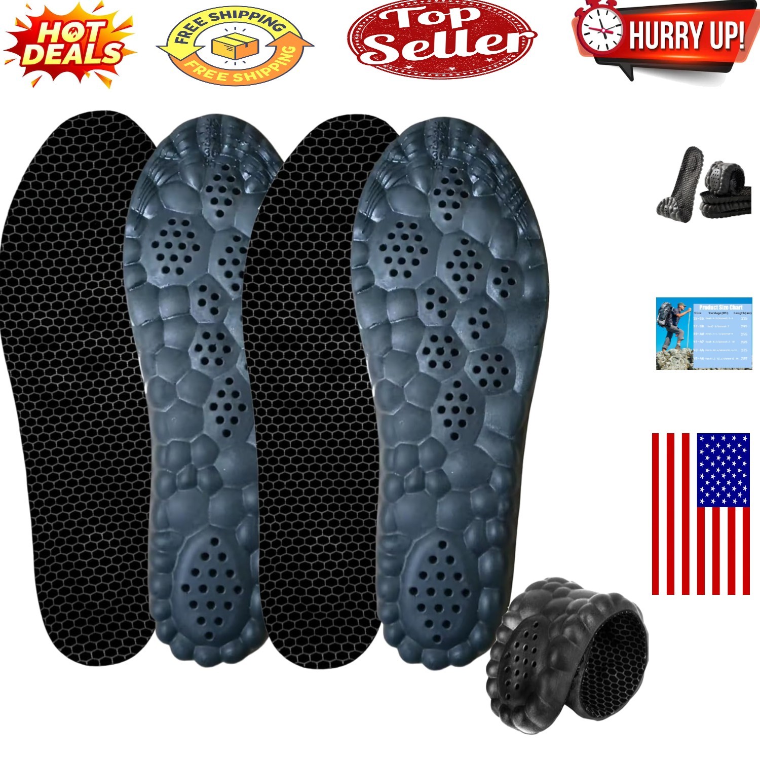 U-Shape Memory Foam Insoles – Comfort & Pain Relief for Men