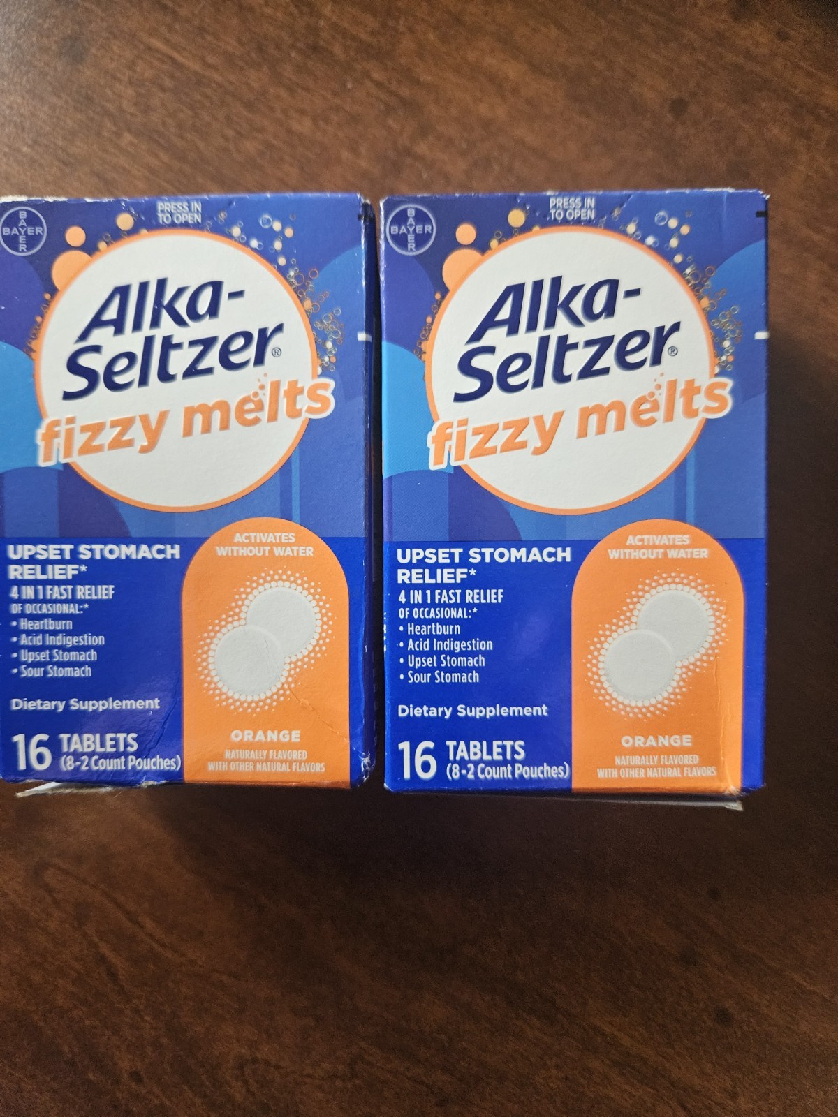 (2) Alka Seltzer Fizzy Melts Upset Stomack Relief- Orange flavor-NEW