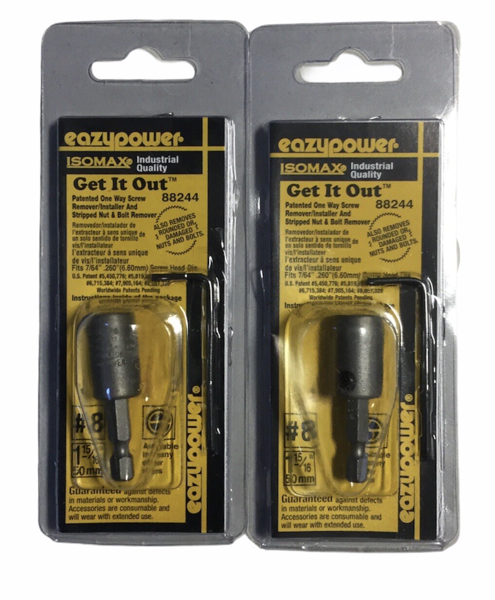 2pk Eazypower 88244 Get It Out Rounded Nut #8 One Way Screw Remover/Installer(3A