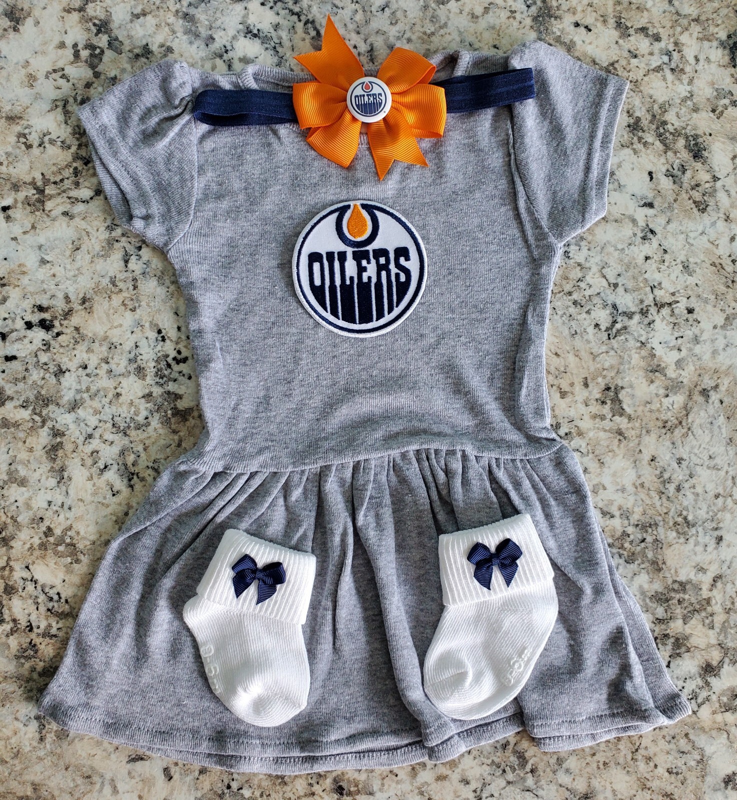 Oilers  toddler/baby girl clothes  oilers baby gift girl Edmonton hockey baby