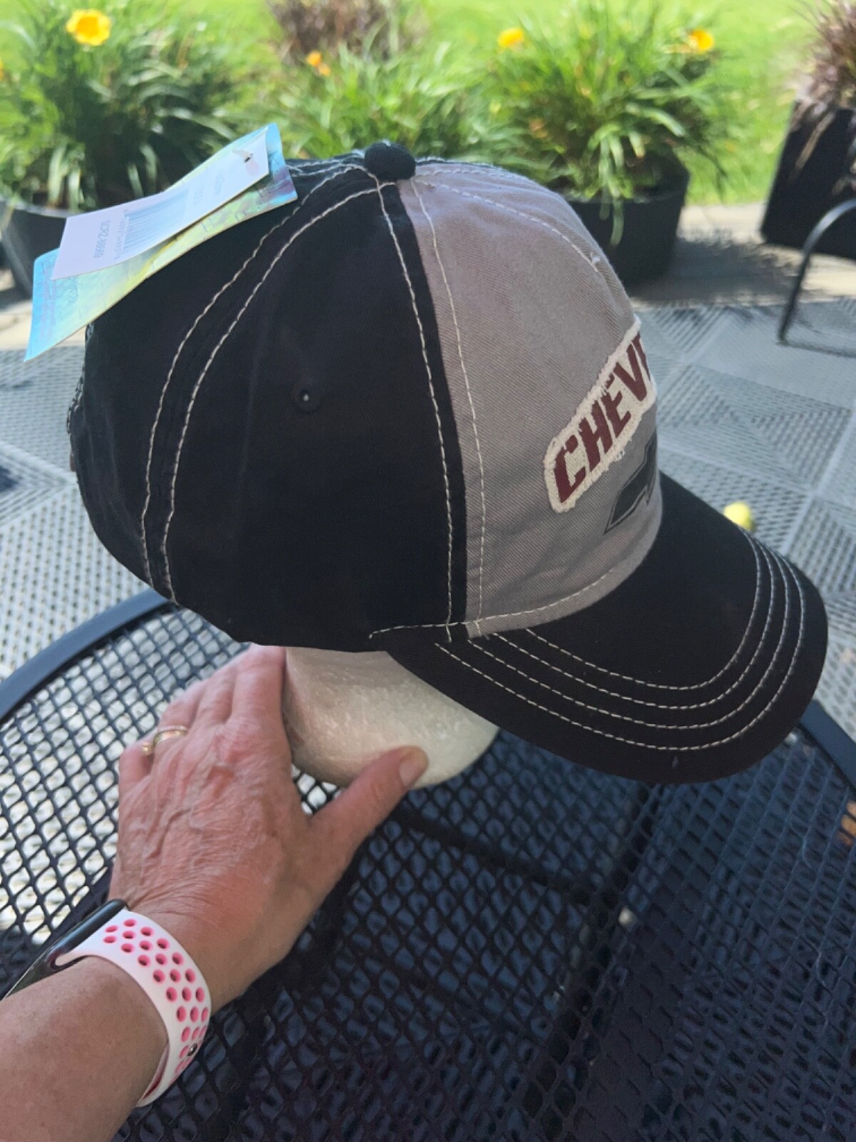 Chevrolet Distressed Cotton Gray lack Brown Hat Cap Hook Loop NOSWT