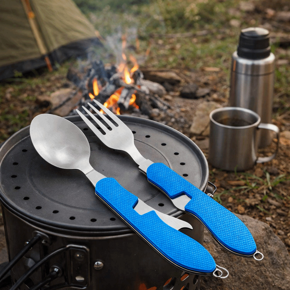 Comfortable Grip Foldable Camping Utensil Set Folding tool  Fruit Cutting