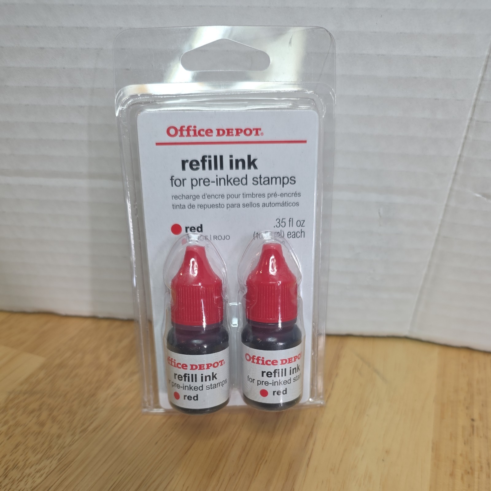 Office Depot Pre-Ink Refill Ink Red For Pre-Inked Stamps Pack Of 2