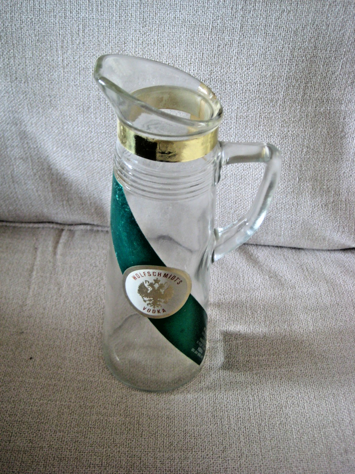 Vintage Wolfschmidts Vodka Empty Decanter Bottle Pitcher d-126-58-60
