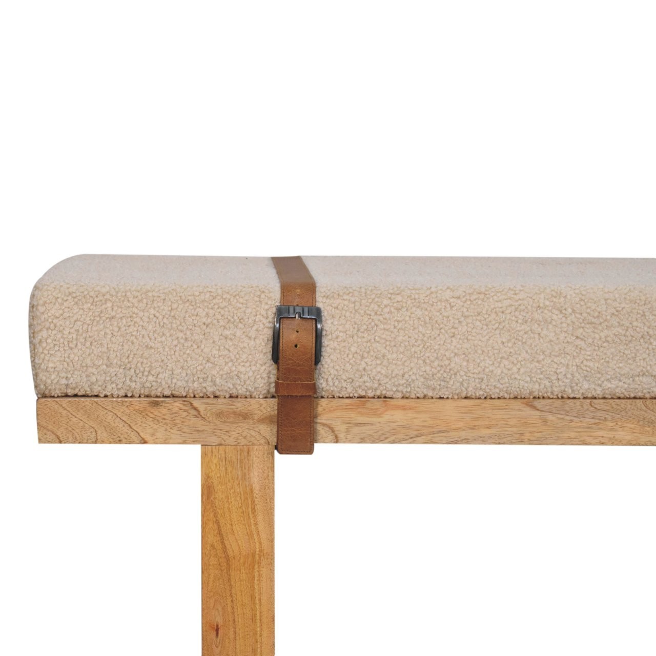 Belmont Cream Boucle Strap Bench