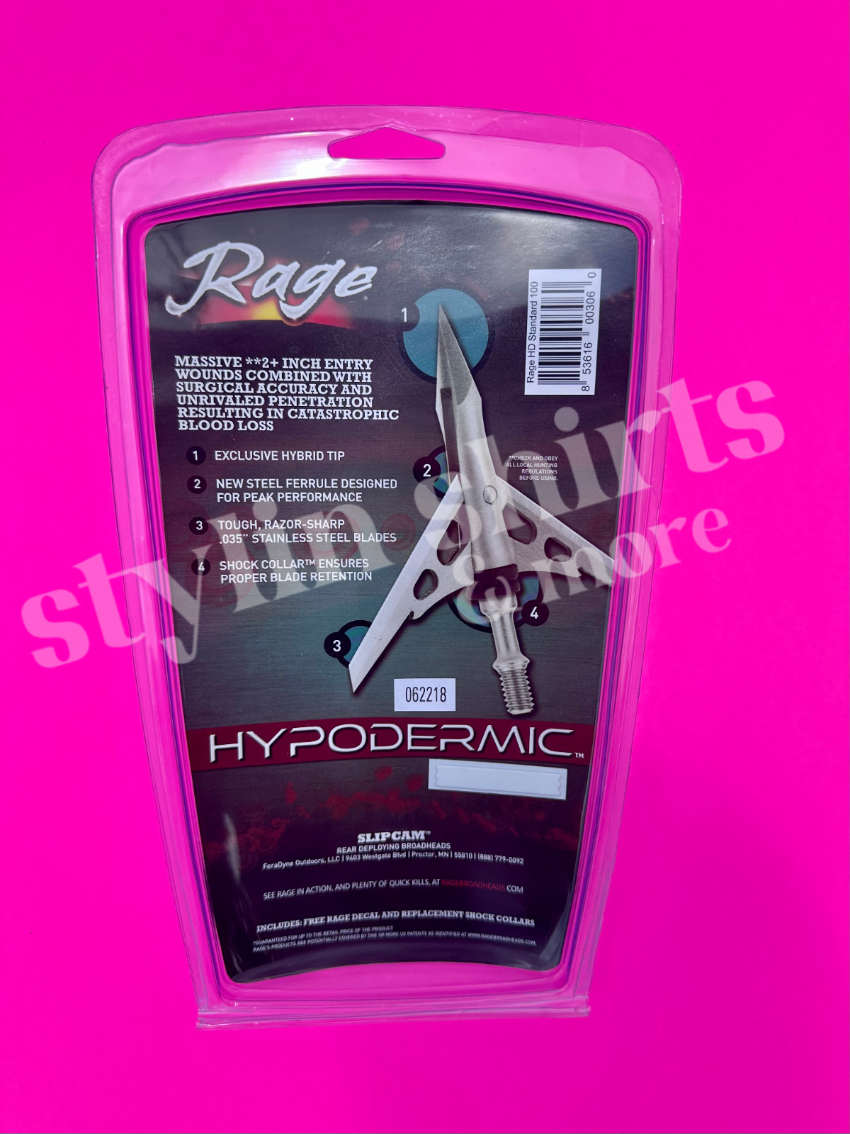 4 pack RAGE Slipcam PRACTICE POINT HYPODERMIC 2" cut 2 blade broadhead 100 grain