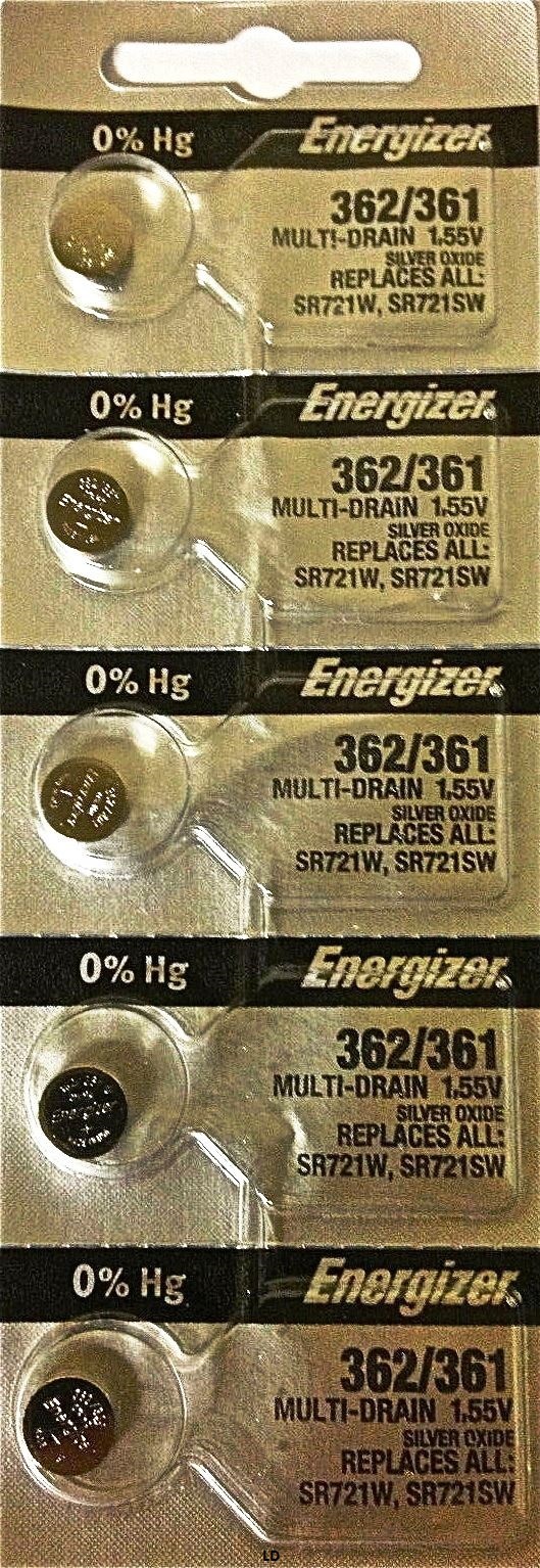 ENERGIZER 362/361 SR721SW SR721W WATCH BATTERIES (5 piece) NEW Authorize Seller