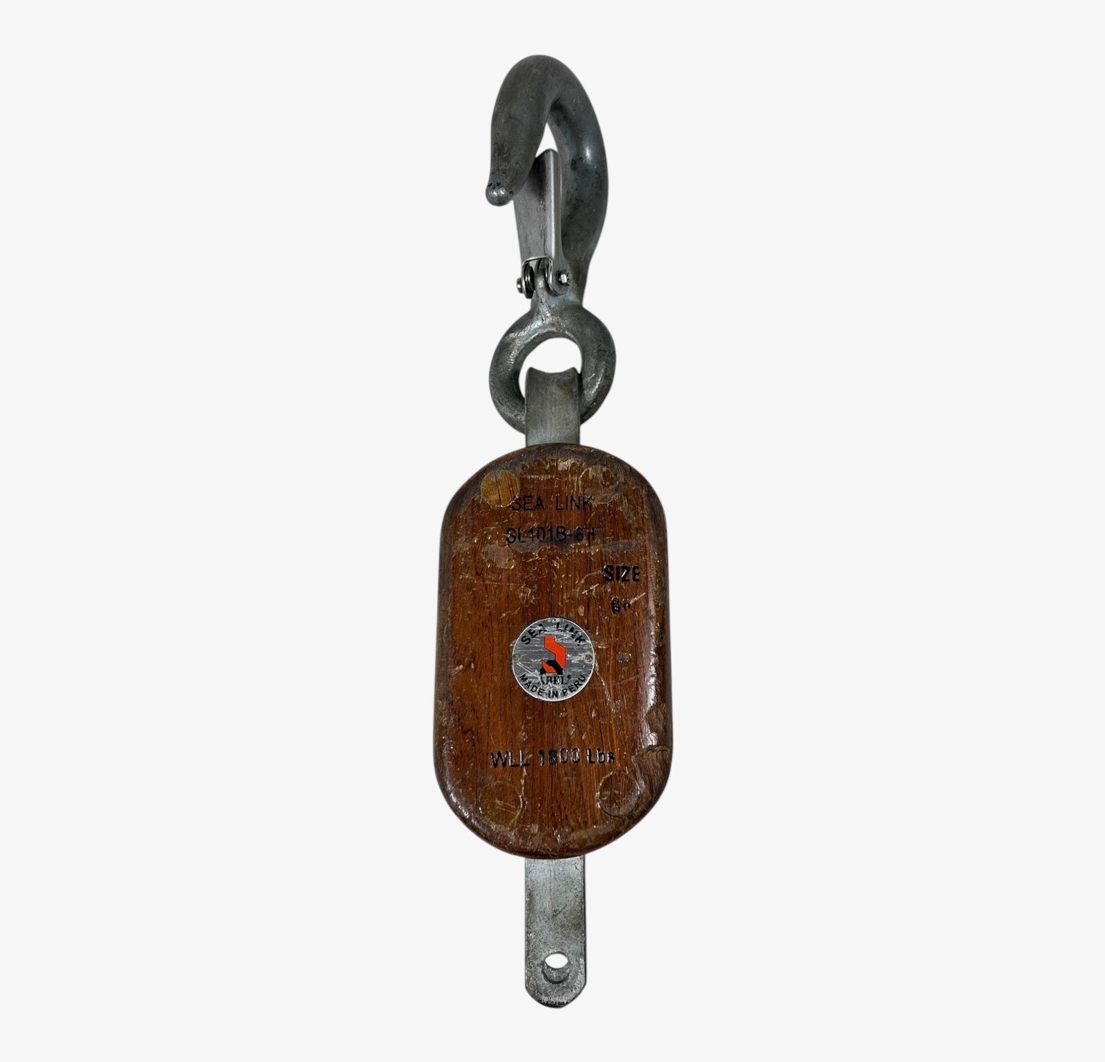 Sea Link SL101B-6H, Abel Single Sheave Block w/ Fixed Hook-1800 Lbs