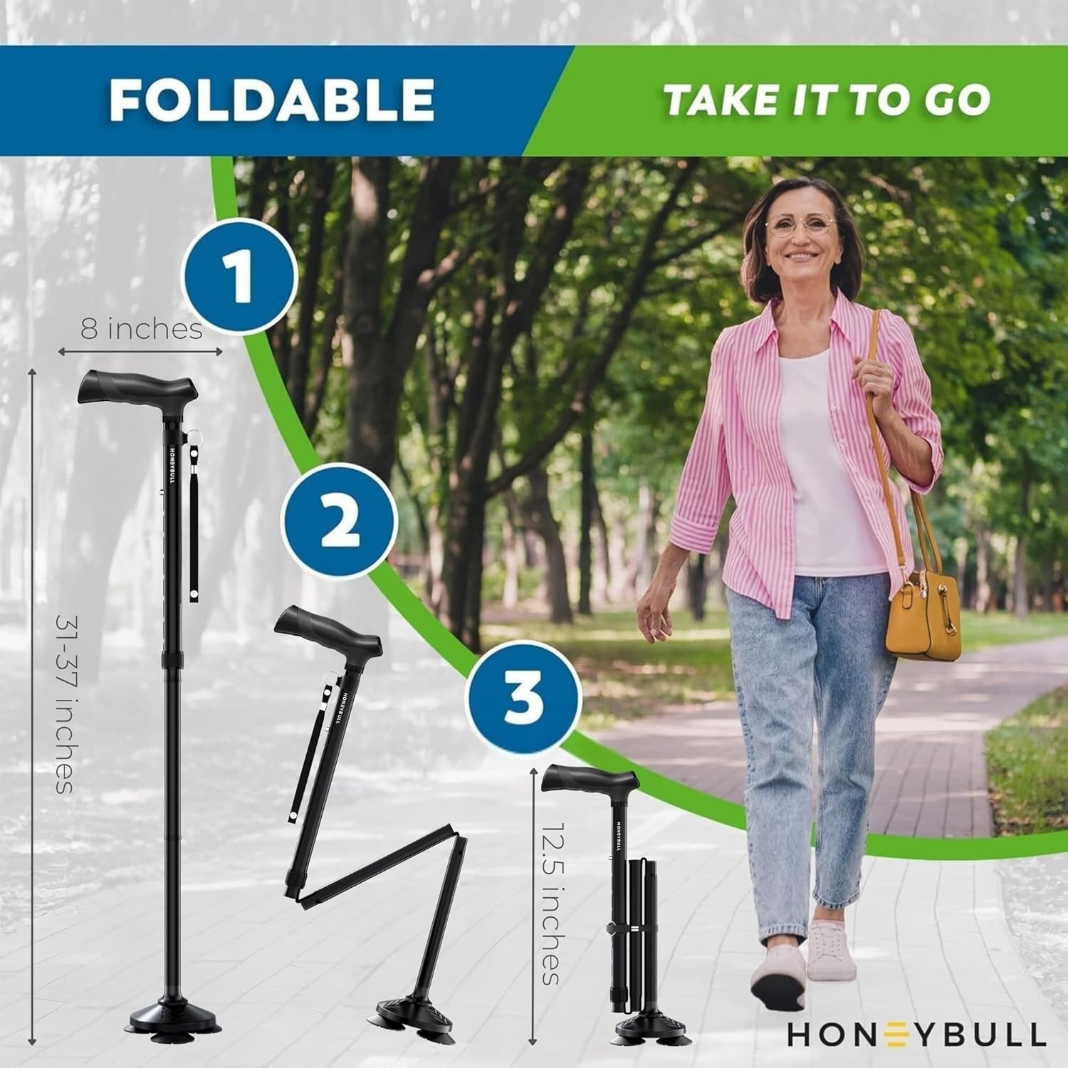 Heavy-Duty Foldable Walking Stick for All Ages - Perfect Support for Mobility