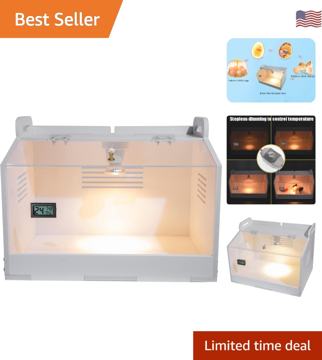 Intelligent Chicken Brooder Box with Temperature Display – Compact & Durable