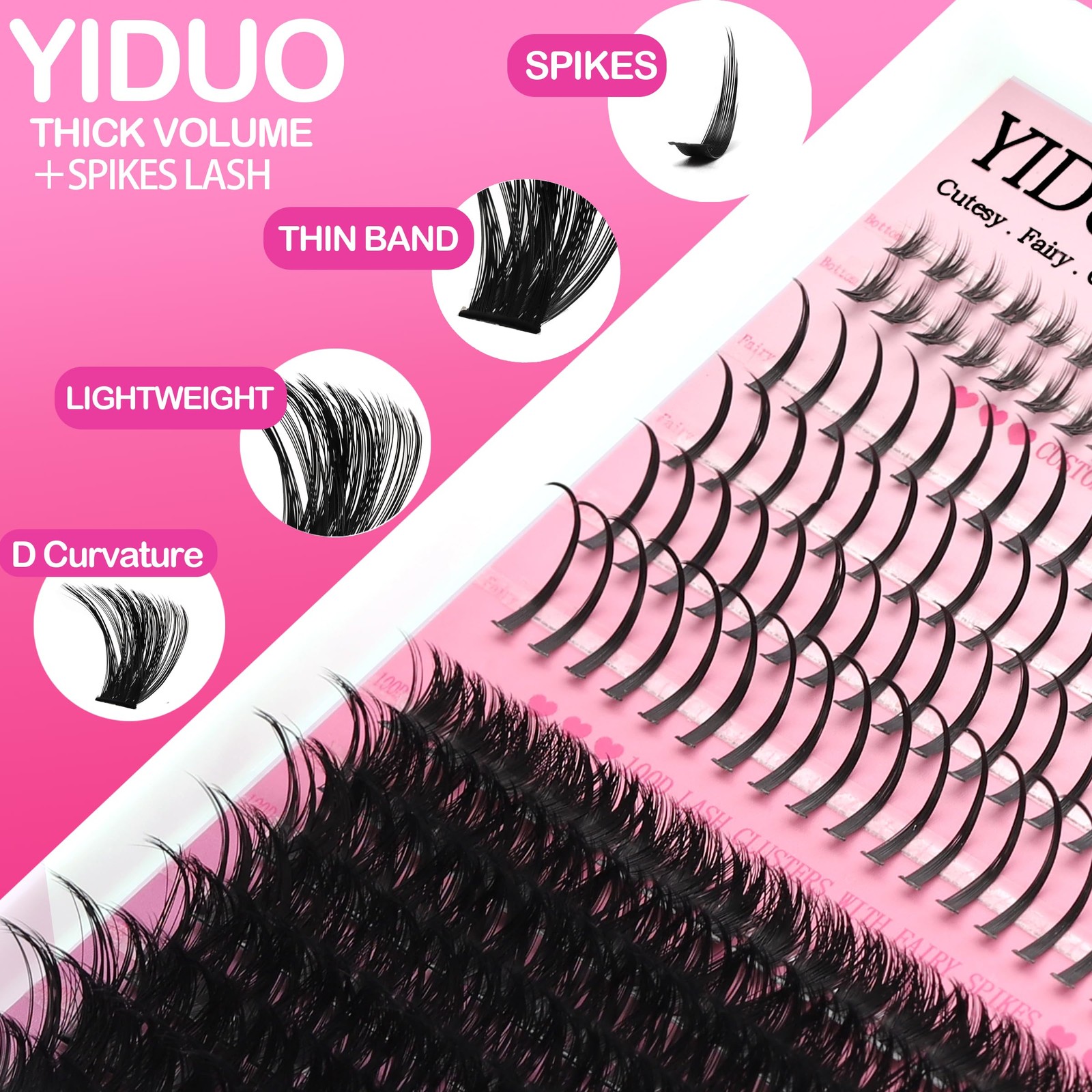 Lashes Clusters Kit Bottom Lashes with Spikes 100D Cluster Eyelash Extensions...