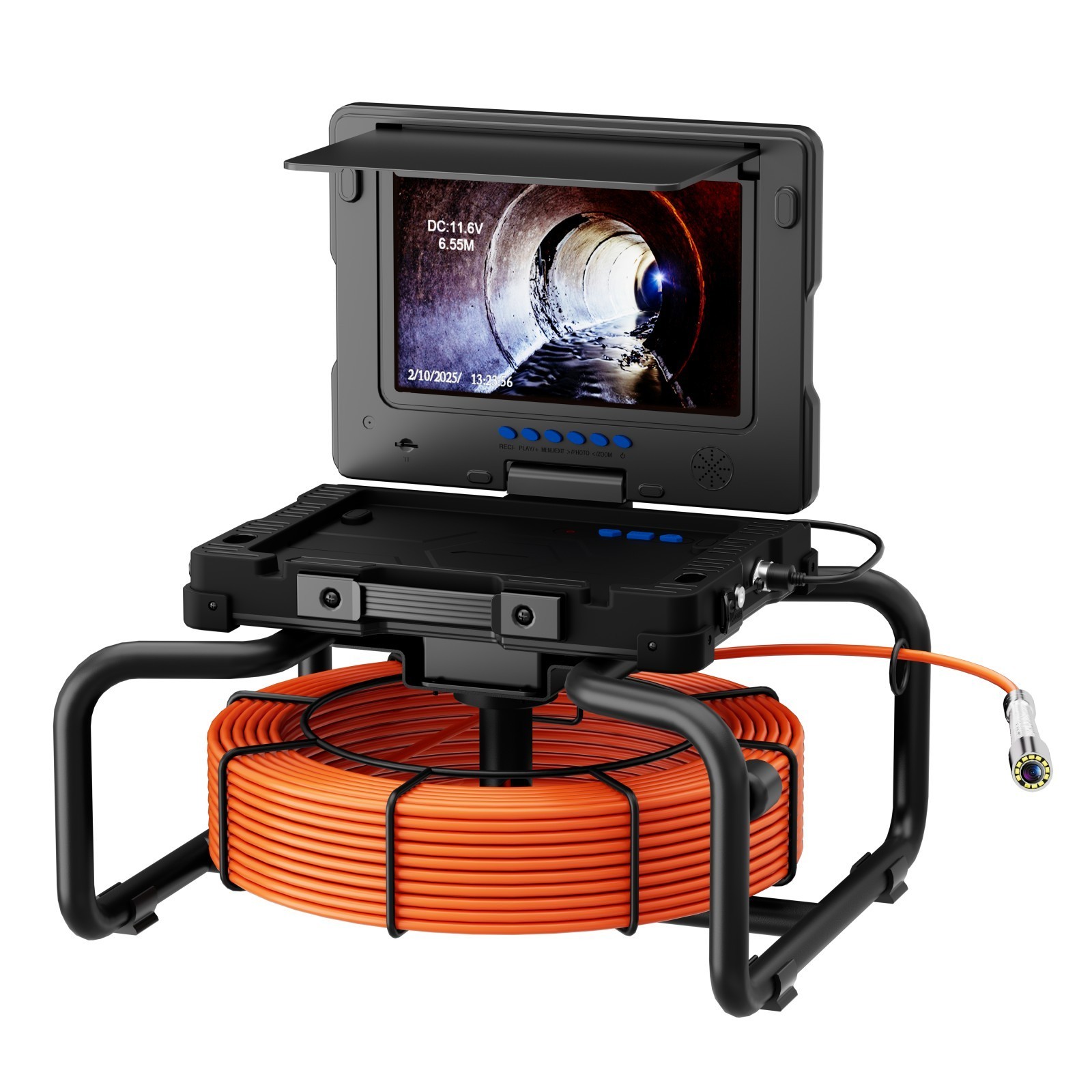 9" Pipe Inspection Camera 7mm Diameter 23MM 512HZ Self-leveling Meter Counter