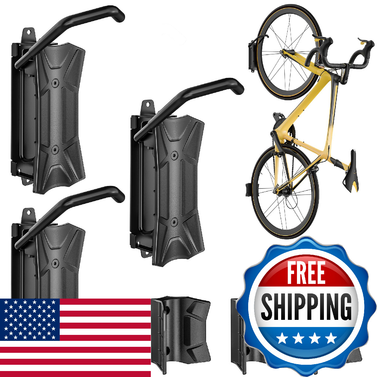 monTEK Heavy Duty Bike Wall Mount, Swivel Bike Wall Hanger Holds Up to 77lbs, Sp
