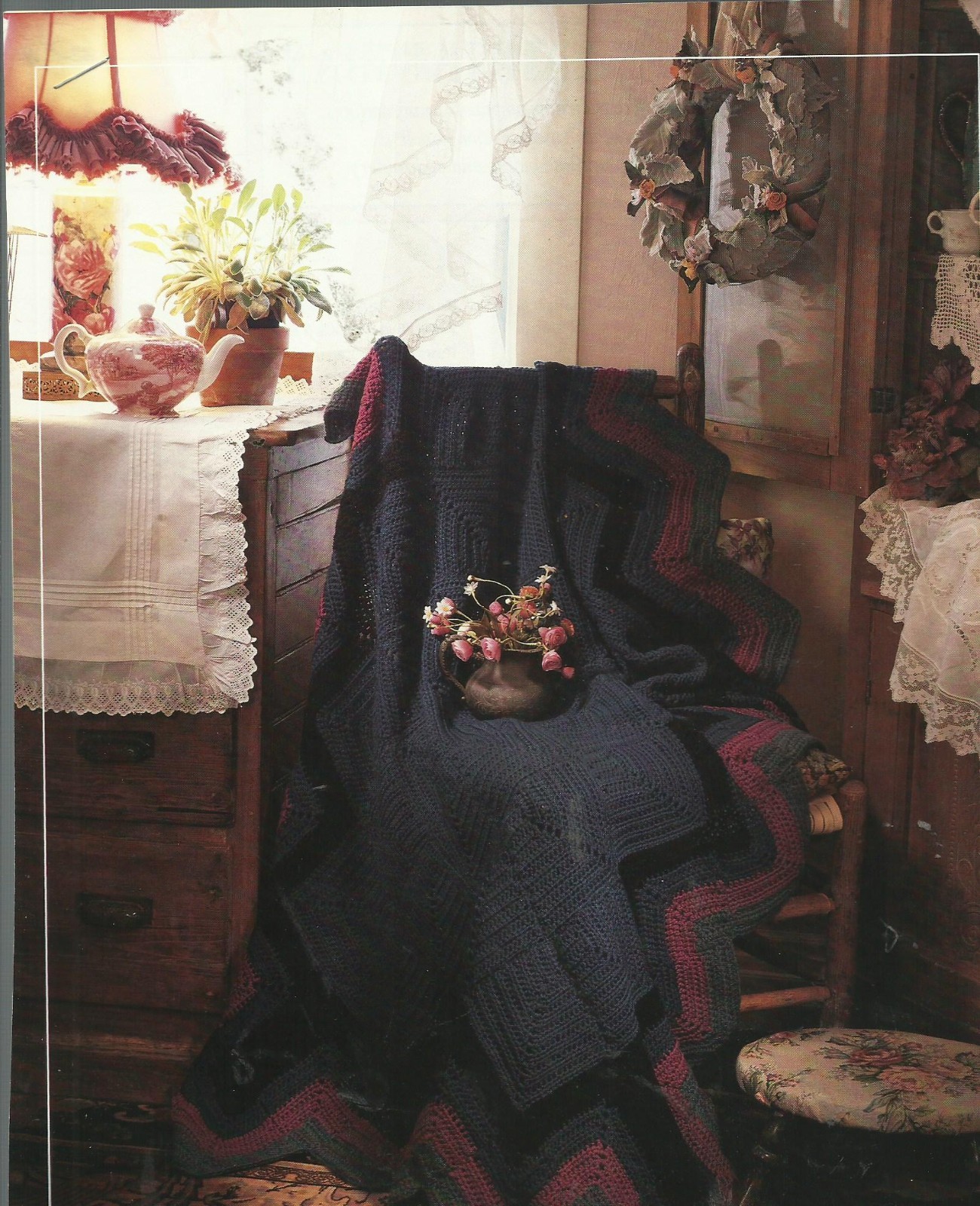 E0728  VIVID WAVES AFGHAN CROCHET PATTERN/INSTRUCTIONS