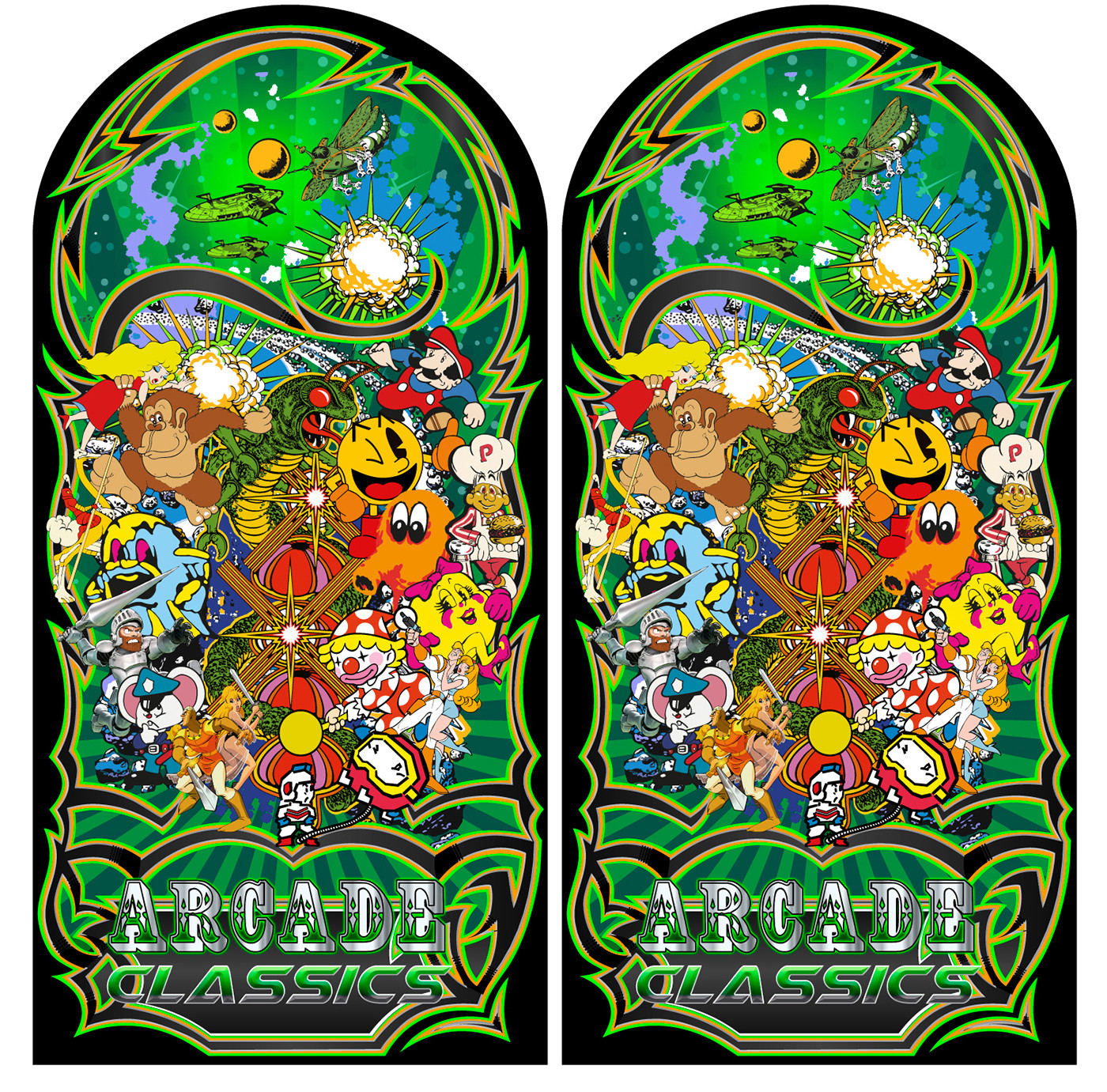Mame Multicade Classics Side Art Arcade Cabinet Graphics Decals Stickers Set